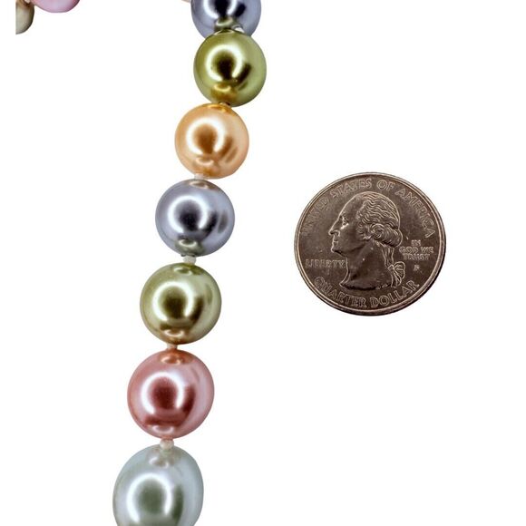 Vintage Kenneth J Lane Pastel Pearl Necklace 22" Large Heavy Inaugural Easter - Picture 7 of 7